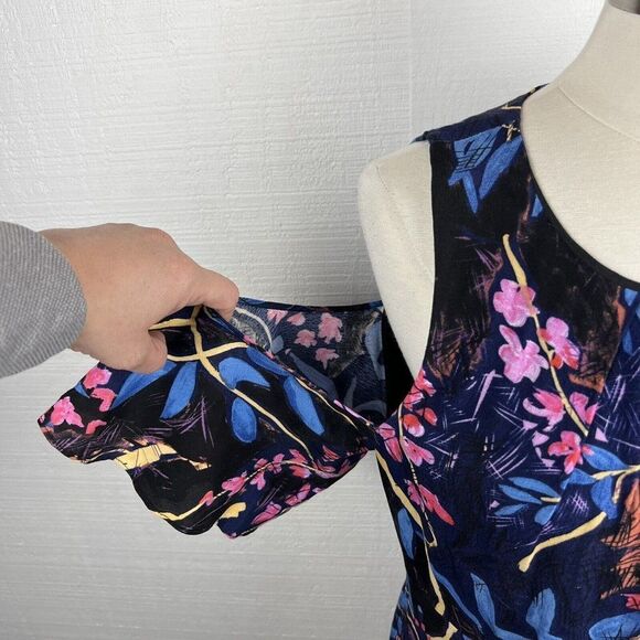 MAEVE Elia Dress 14 Womens Multicolor Floral Print Cold Shoulder Anthropologie - Picture 3 of 10